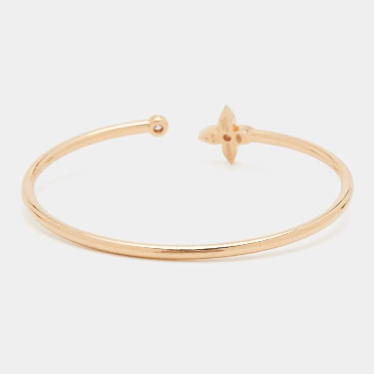 Pre Owned Louis Vuitton Idylle Blossom Diamond 18k Rose Gold Open Cuff Bracelet 15
