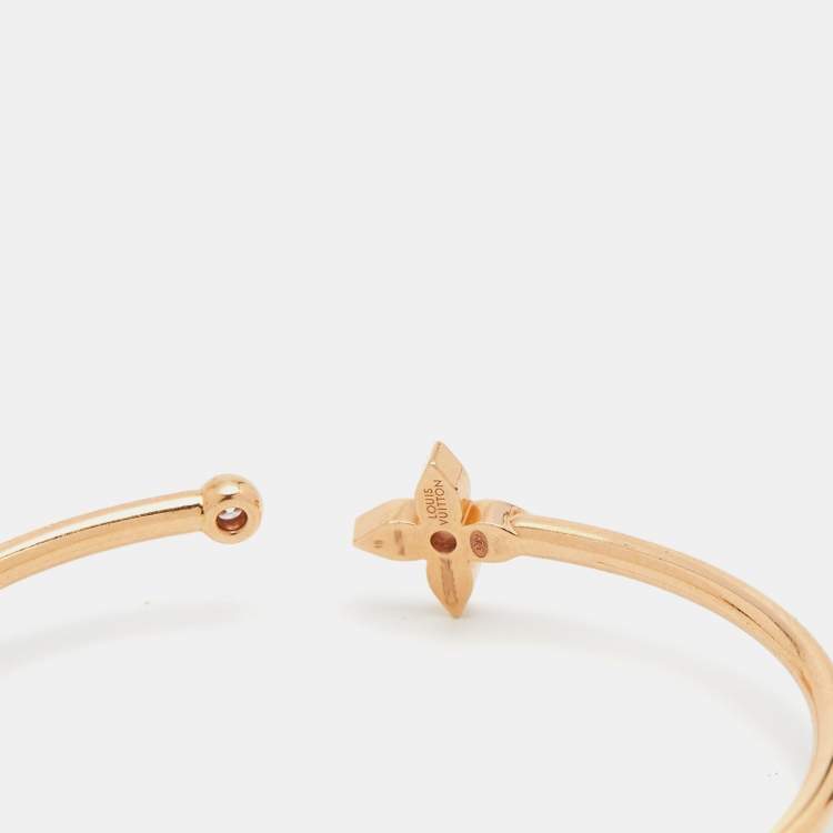Pre Owned Louis Vuitton Idylle Blossom Diamond 18k Rose Gold Open Cuff Bracelet 15