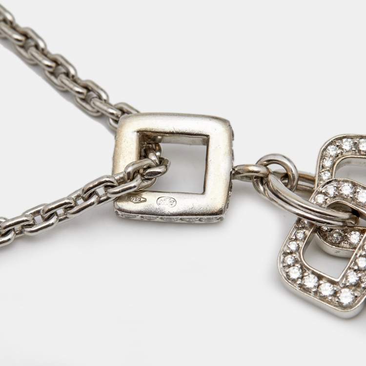 Pre Owned Louis Vuitton Lock It Key Padlock Diamonds 18k White Gold Pendant Necklace