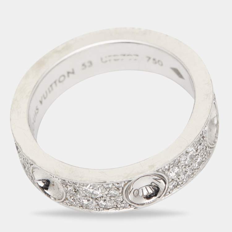 Pre Owned Louis Vuitton Empreinte Diamonds 18k White Gold Small Ring Size 53
