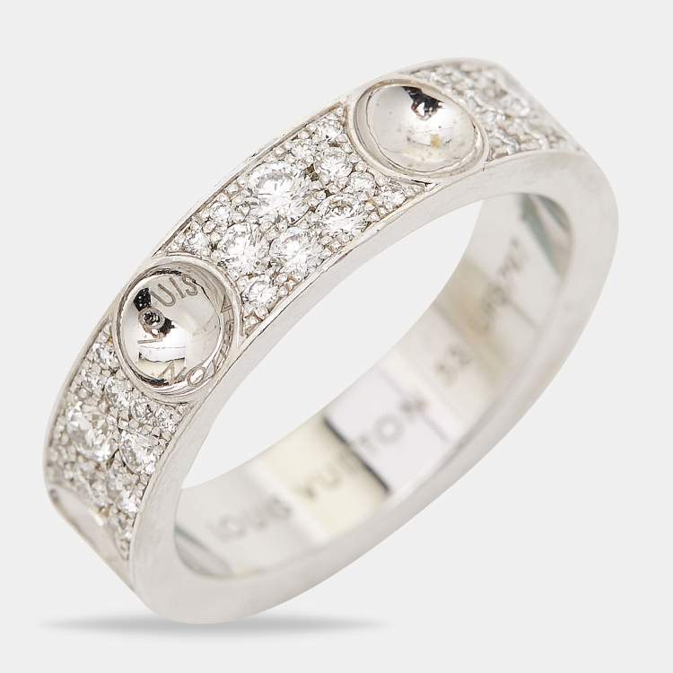 Pre Owned Louis Vuitton Empreinte Diamonds 18k White Gold Small Ring Size 53