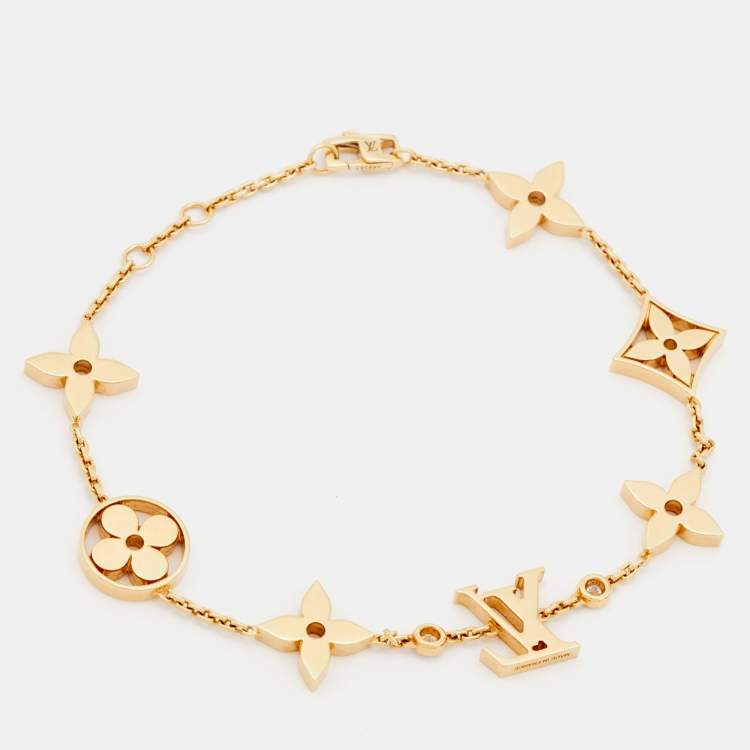 Pre Owned Louis Vuitton Idylle Blossom Monogram Diamond 18k Yellow Gold Bracelet