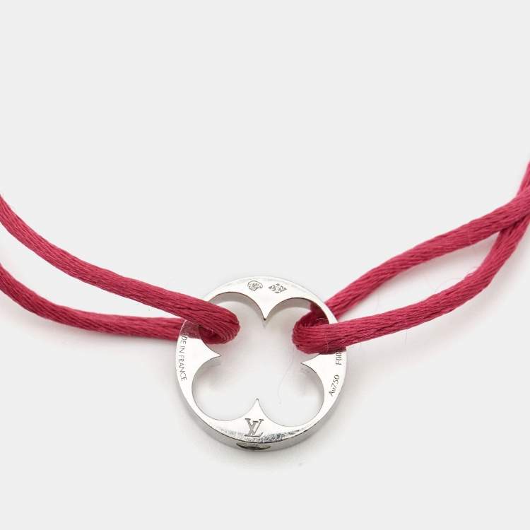 Pre Owned Louis Vuitton Empreinte 18k White Gold Pink Adjustable Cord Bracelet