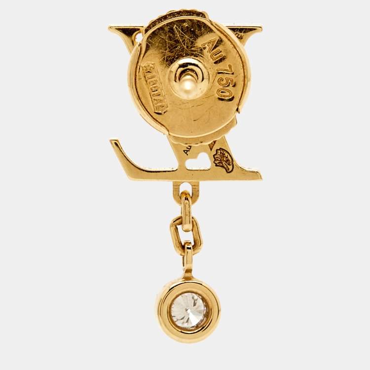 Pre Owned Louis Vuitton Idylle Blossom Diamond 18K Yellow Gold Single Ear Stud