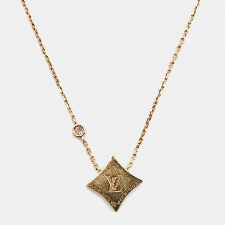 Pre Owned Louis Vuitton BB Blossom Star Onyx Diamond 18k Yellow Gold Necklace