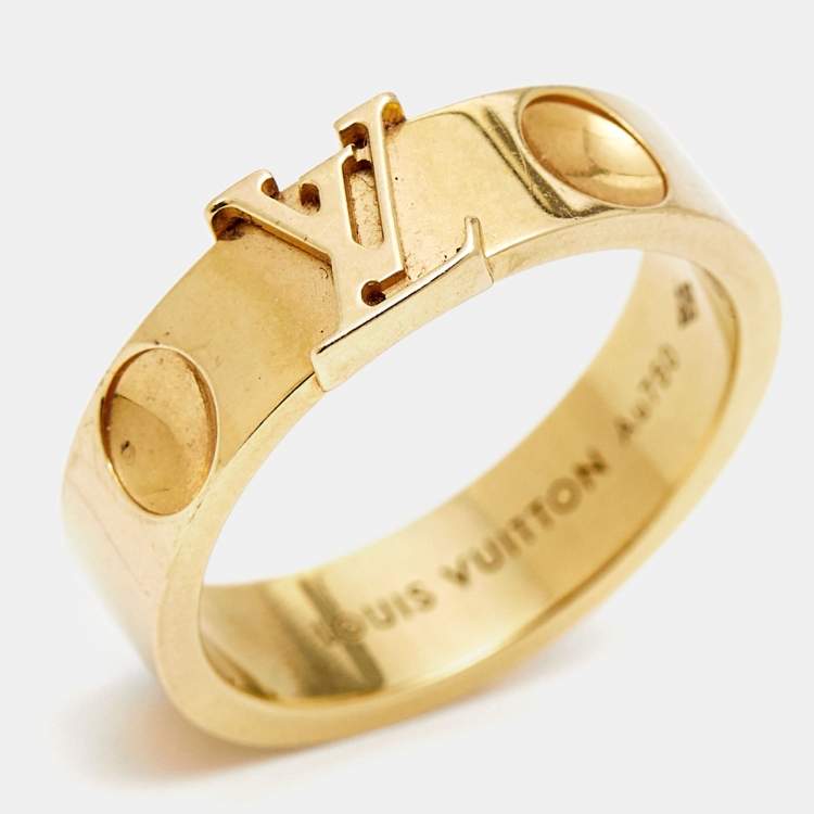 Pre Owned Louis Vuitton Empreinte 18k Yellow Gold Ring Size 52