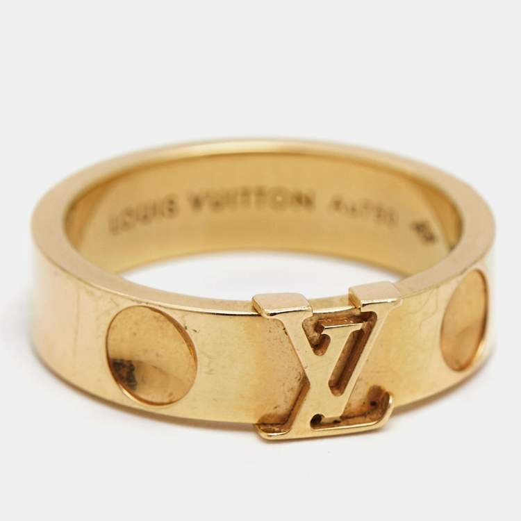 Pre Owned Louis Vuitton Empreinte 18k Yellow Gold Ring Size 52