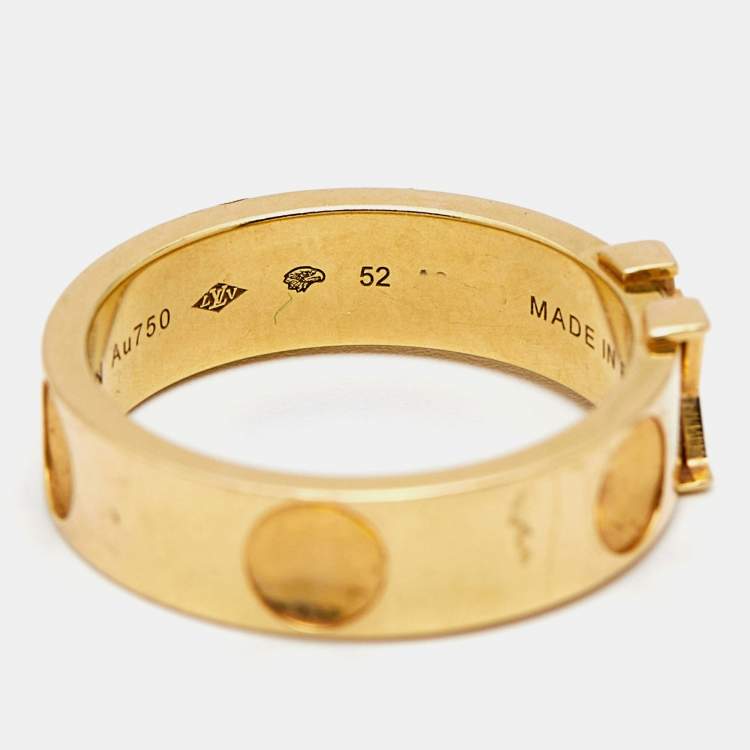 Pre Owned Louis Vuitton Empreinte 18k Yellow Gold Ring Size 52