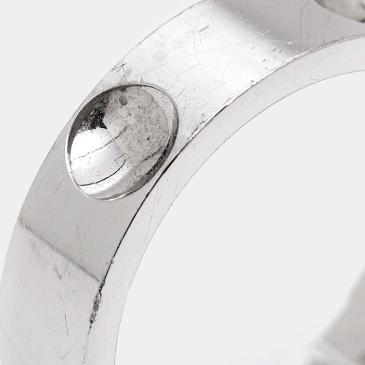 Pre Owned Louis Vuitton Empreinte 18k White Gold Ring Size 52