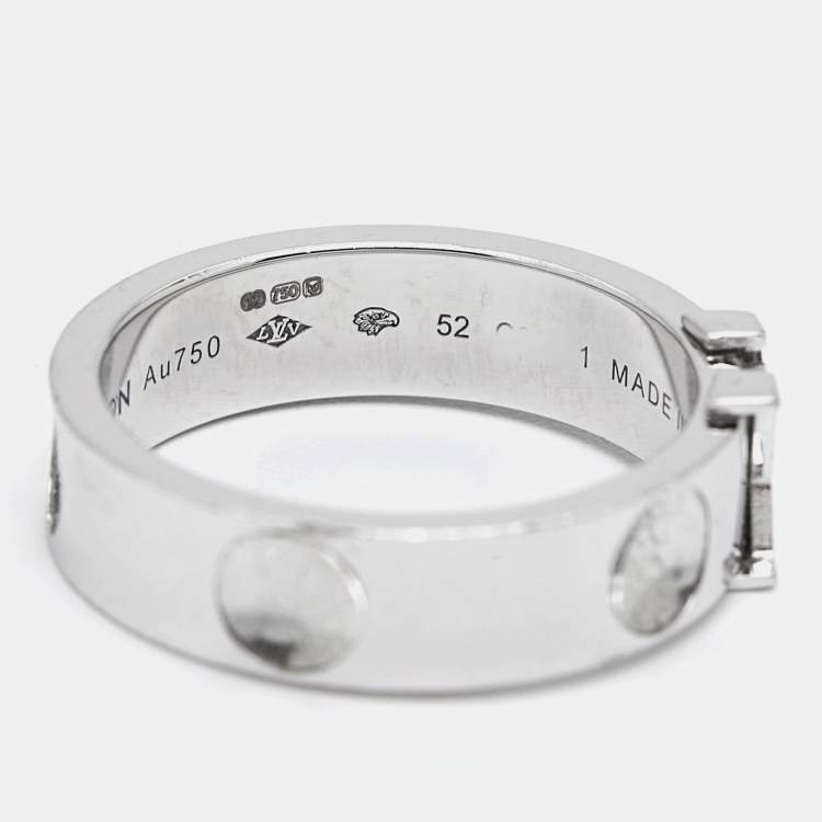 Pre Owned Louis Vuitton Empreinte 18k White Gold Ring Size 52