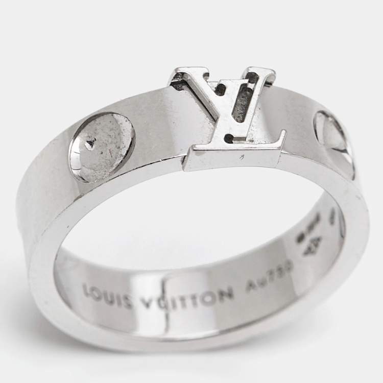 Pre Owned Louis Vuitton Empreinte 18k White Gold Ring Size 52