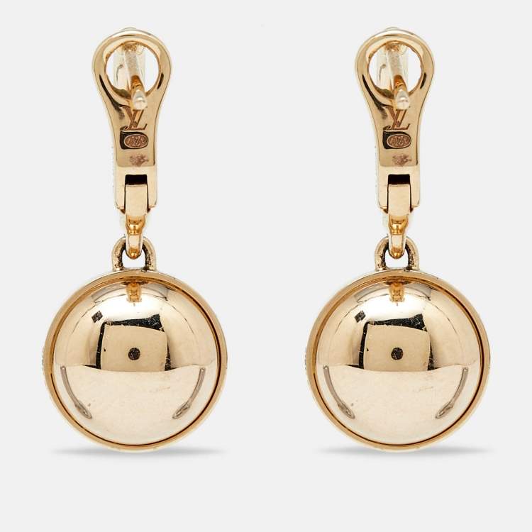Pre Owned Louis Vuitton Blossom Diamond Two Tone 18K Gold Dangle Earrings