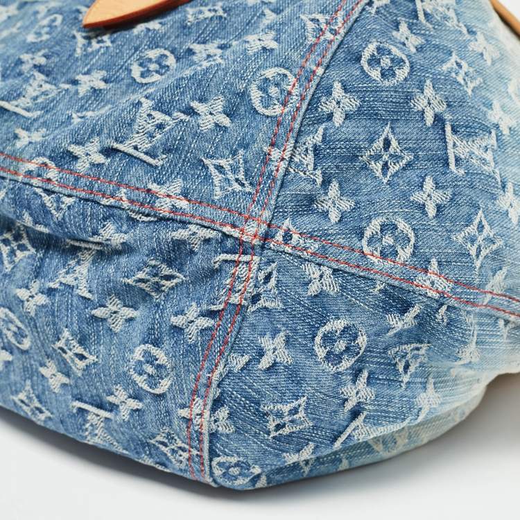 Pre Owned Louis Vuitton Blue Washed Denim Monogram Limited Edition Sunshine Bag