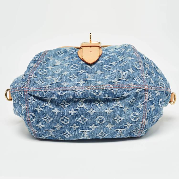 Pre Owned Louis Vuitton Blue Washed Denim Monogram Limited Edition Sunshine Bag