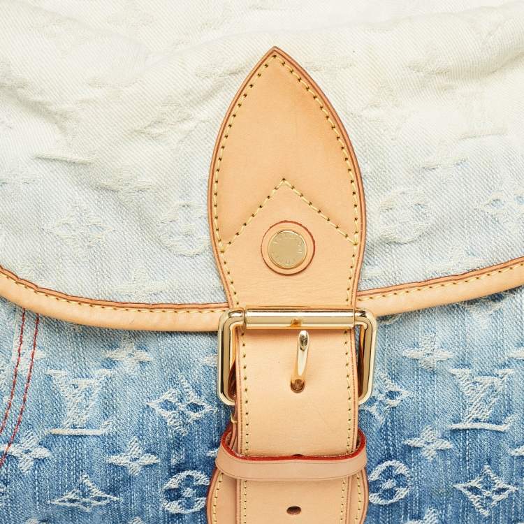 Pre Owned Louis Vuitton Blue Washed Denim Monogram Limited Edition Sunshine Bag