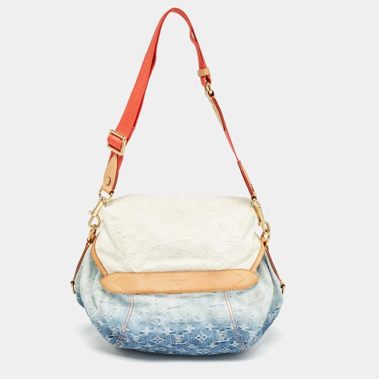 Pre Owned Louis Vuitton Blue Washed Denim Monogram Limited Edition Sunshine Bag