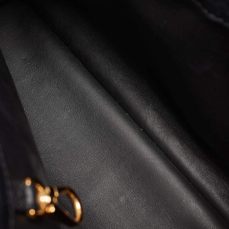 Pre Owned Louis Vuitton Black Leather Studded Sol Capucines PM Bag