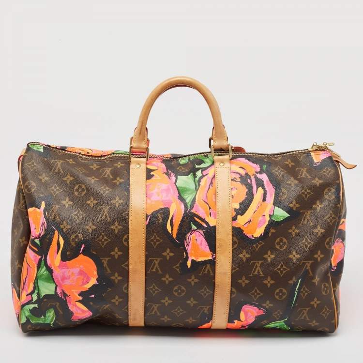 Pre Owned Louis Vuitton Monogram Roses Canvas Keepall 50 Bag