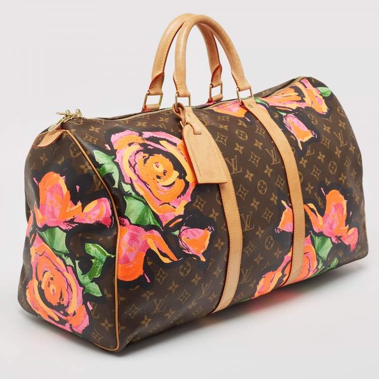 Pre Owned Louis Vuitton Monogram Roses Canvas Keepall 50 Bag