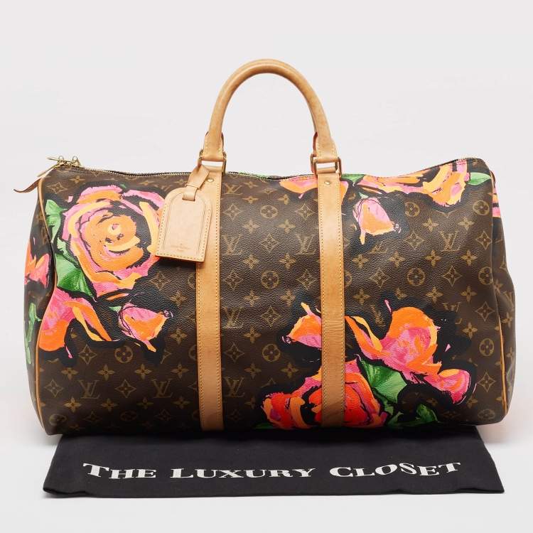 Pre Owned Louis Vuitton Monogram Roses Canvas Keepall 50 Bag