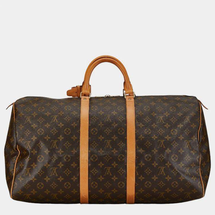 Pre Owned Louis Vuitton Brown Canvas Keepall 55 Bag