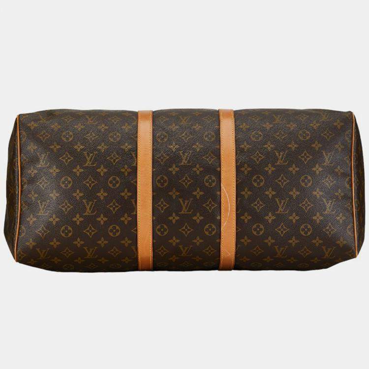 Pre Owned Louis Vuitton Brown Canvas Keepall 55 Bag