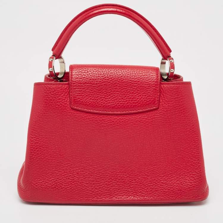 Pre Owned Louis Vuitton Red Taurillon Leather Capucines BB Bag