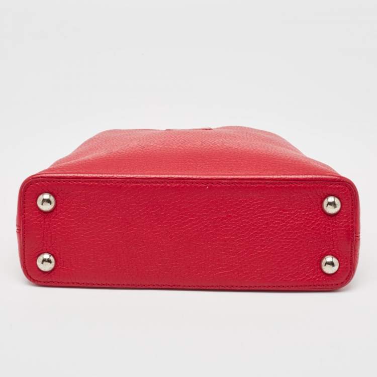 Pre Owned Louis Vuitton Red Taurillon Leather Capucines BB Bag