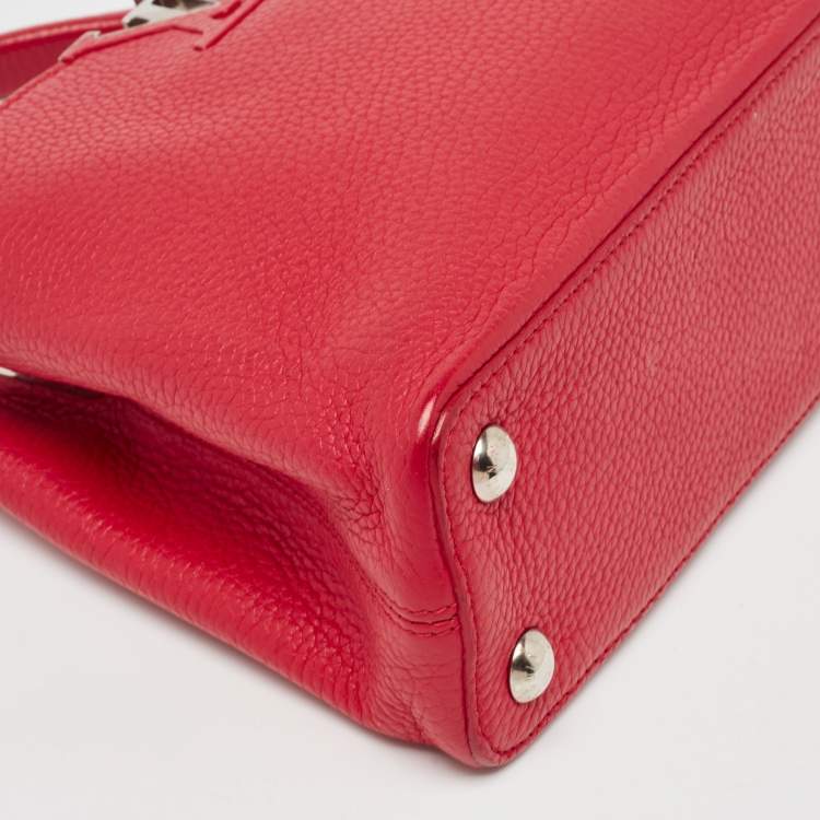 Pre Owned Louis Vuitton Red Taurillon Leather Capucines BB Bag