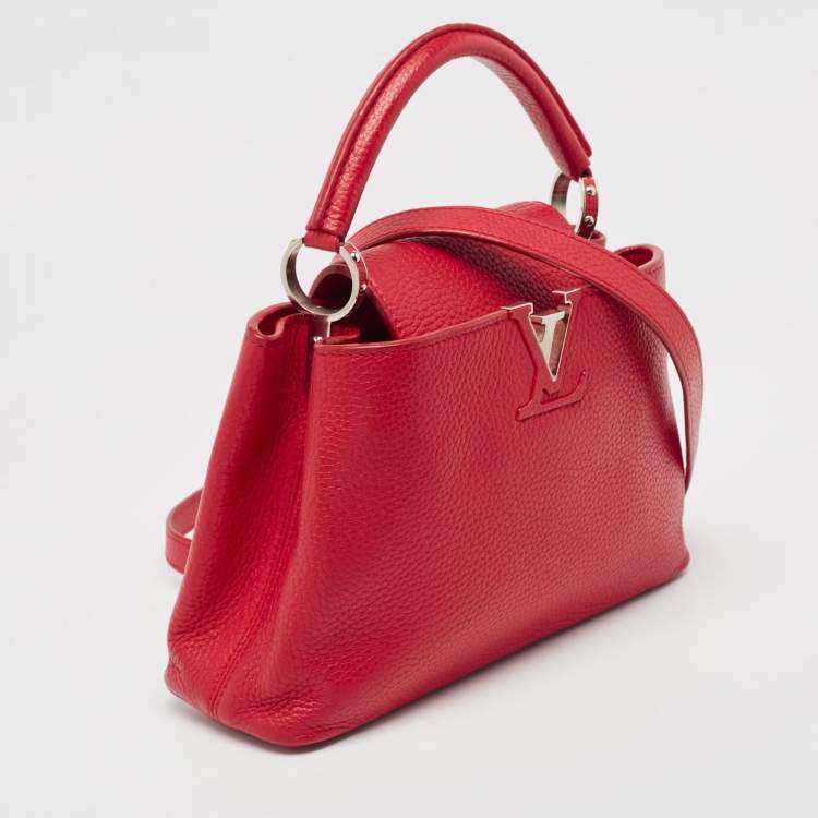 Pre Owned Louis Vuitton Red Taurillon Leather Capucines BB Bag