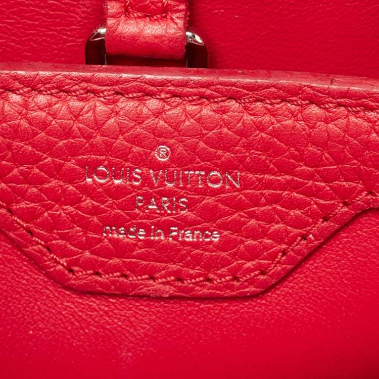 Pre Owned Louis Vuitton Red Taurillon Leather Capucines BB Bag
