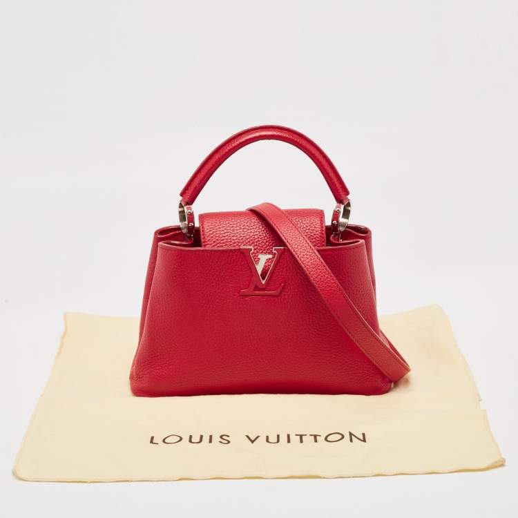 Pre Owned Louis Vuitton Red Taurillon Leather Capucines BB Bag