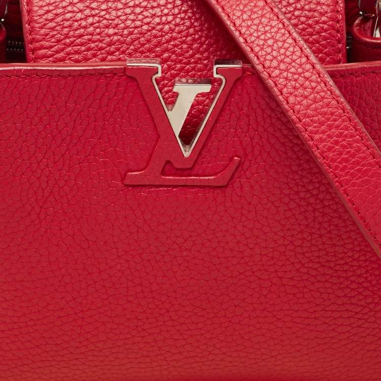Pre Owned Louis Vuitton Red Taurillon Leather Capucines BB Bag