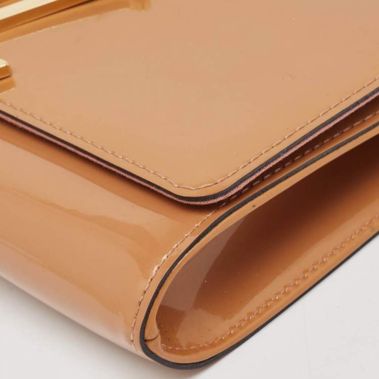Pre Owned Louis Vuitton Rose Velours Patent Leather Louise Clutch