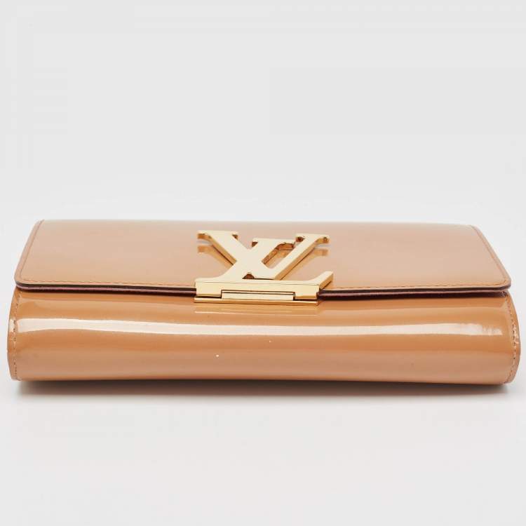 Pre Owned Louis Vuitton Rose Velours Patent Leather Louise Clutch