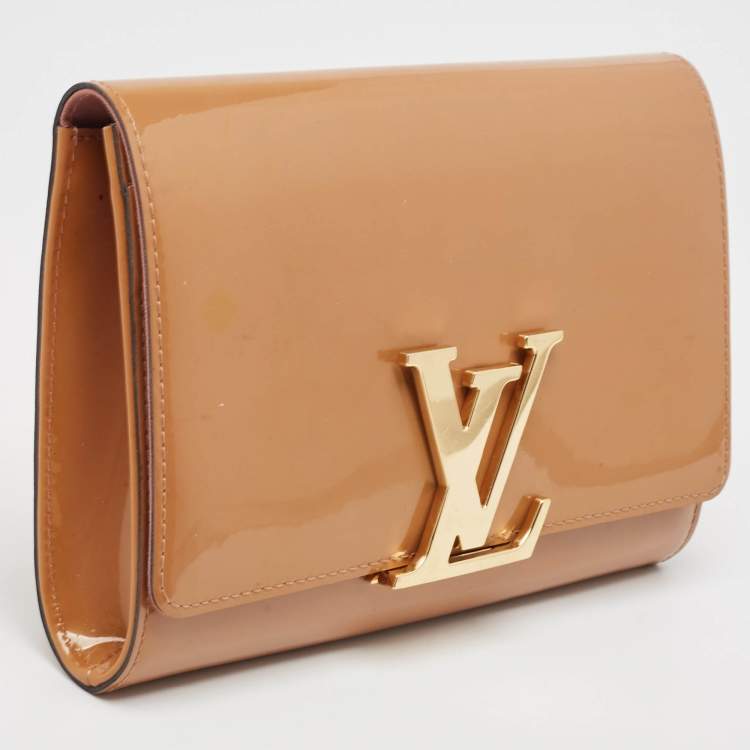 Pre Owned Louis Vuitton Rose Velours Patent Leather Louise Clutch