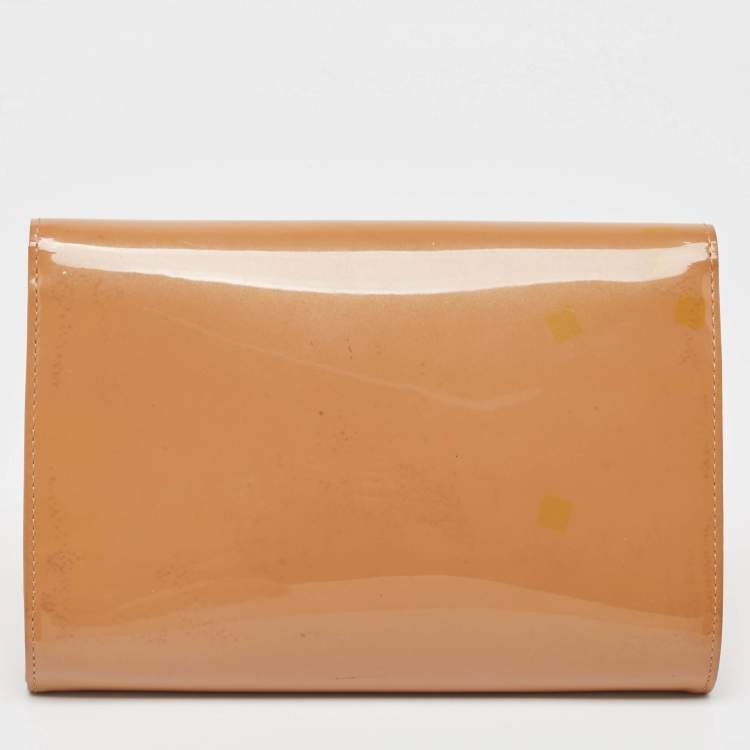 Pre Owned Louis Vuitton Rose Velours Patent Leather Louise Clutch