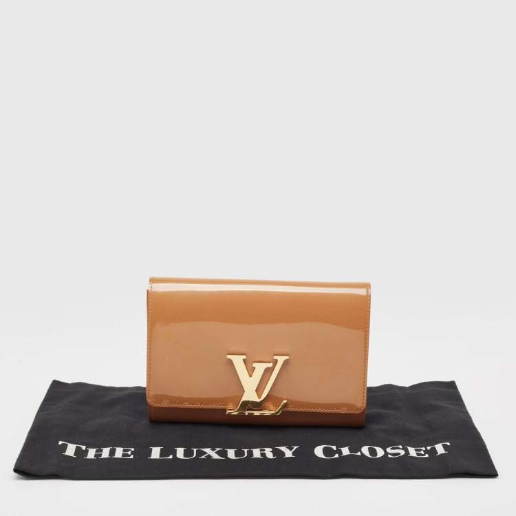 Pre Owned Louis Vuitton Rose Velours Patent Leather Louise Clutch