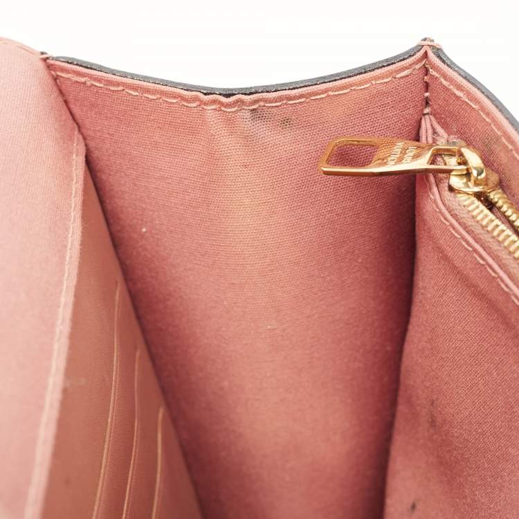 Pre Owned Louis Vuitton Rose Velours Patent Leather Louise Clutch