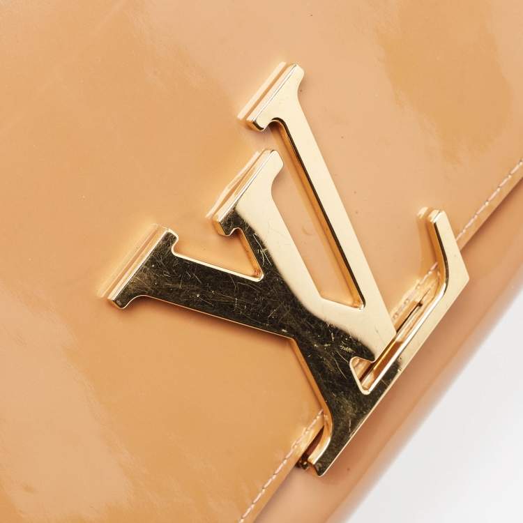 Pre Owned Louis Vuitton Rose Velours Patent Leather Louise Clutch