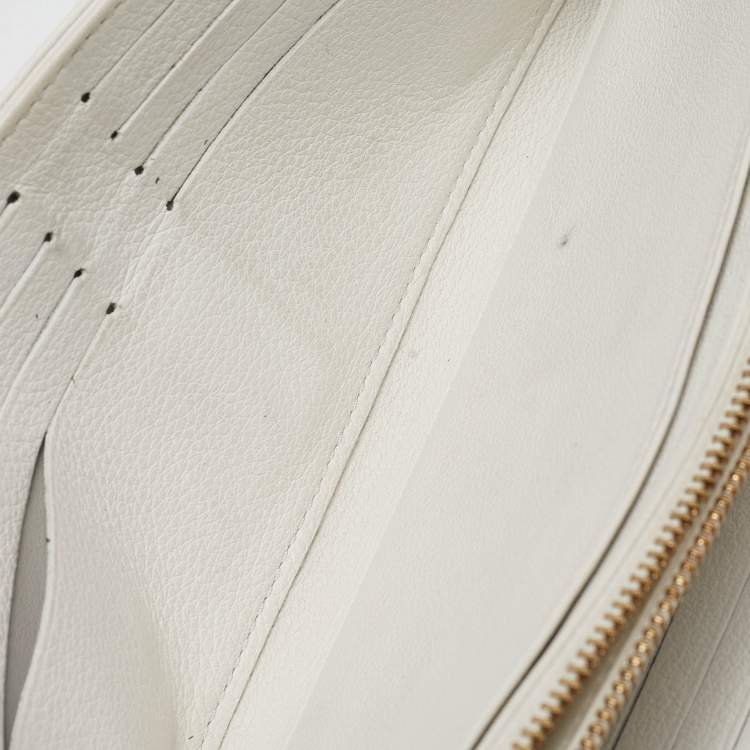 Pre Owned Louis Vuitton White Monogram Mahina Leather Amelia Wallet