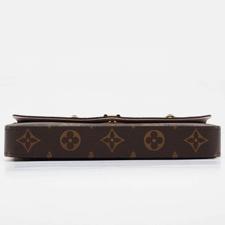 Pre Owned Louis Vuitton Rose Ballerine Monogram Pochette Felicie Valentine Dog