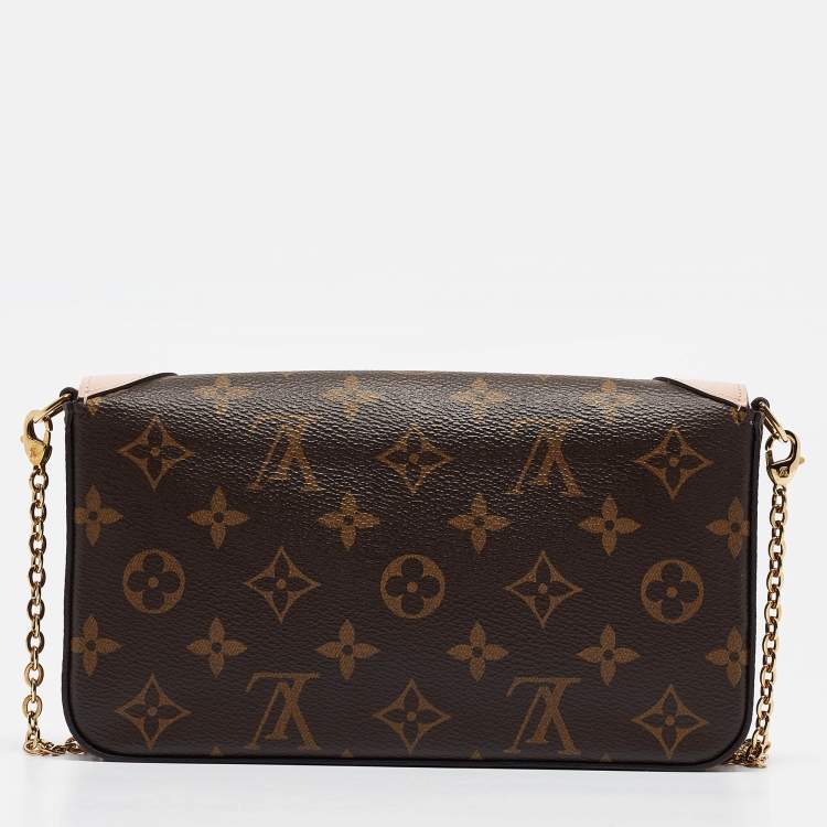 Pre Owned Louis Vuitton Rose Ballerine Monogram Pochette Felicie Valentine Dog
