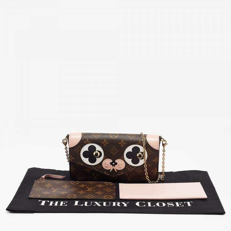 Pre Owned Louis Vuitton Rose Ballerine Monogram Pochette Felicie Valentine Dog