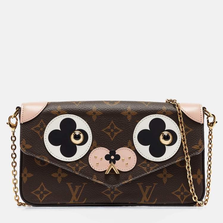 Pre Owned Louis Vuitton Rose Ballerine Monogram Pochette Felicie Valentine Dog