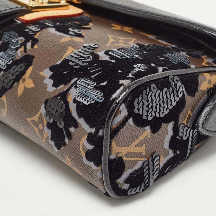 مملوكة مسبقًا Louis Vuitton Black/Monogram Canvas and Leather Limited Edition Fleur de Jais Manege Clutch