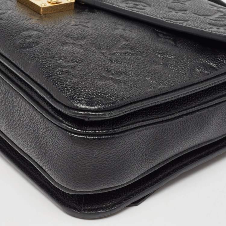 Pre Owned Louis Vuitton Black Monogram Empreinte Leather Pochette Metis Bag