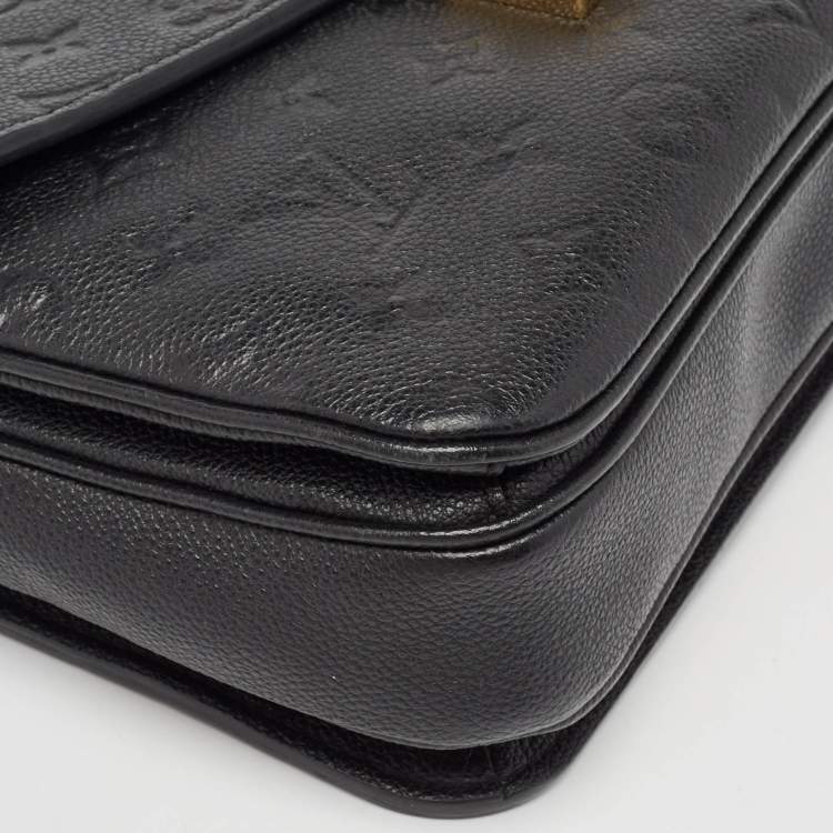 Pre Owned Louis Vuitton Black Monogram Empreinte Leather Pochette Metis Bag