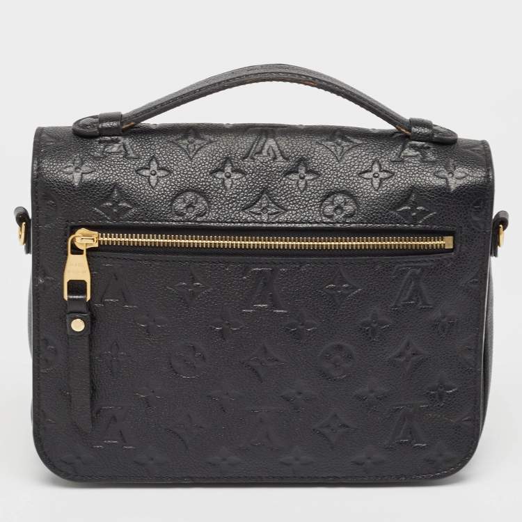 Pre Owned Louis Vuitton Black Monogram Empreinte Leather Pochette Metis Bag
