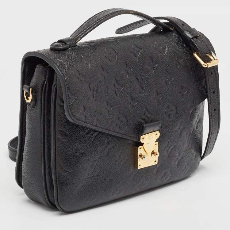Pre Owned Louis Vuitton Black Monogram Empreinte Leather Pochette Metis Bag